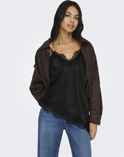 Only - ONLBella Strap Satin Lace Top - Black